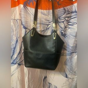 Black pebble leather bag -fits everything!